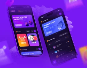 手机屏幕显示线上赌博app界面，炫彩老虎机与奖金符号